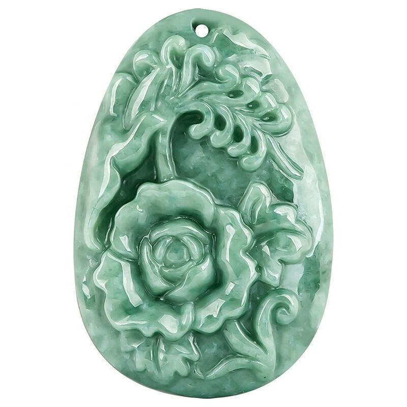 Jade Peony Fleur Magpie Pendentif Jade Sweater Chaîne Stunning Art Ajout de collection pour hommes et femmes