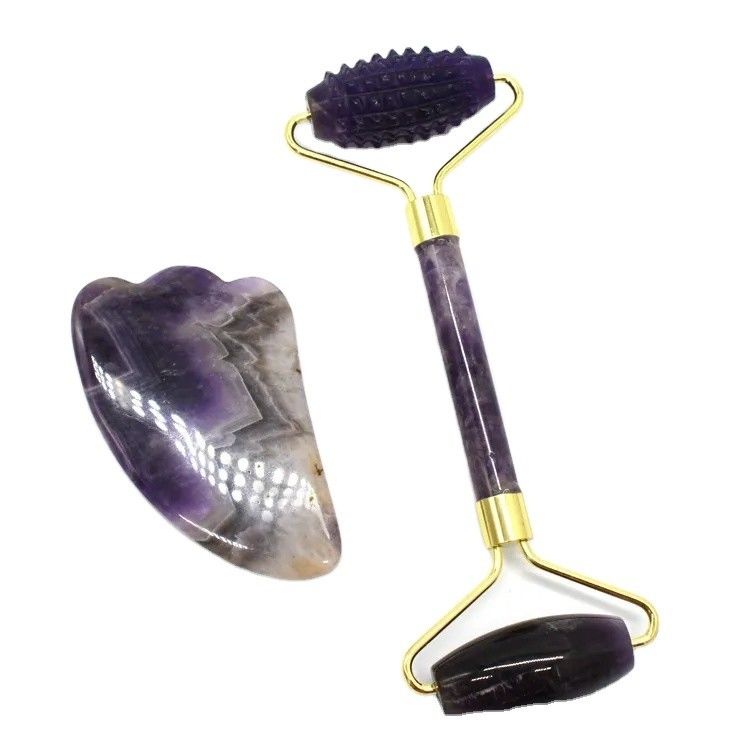 Massage du visage et du corps Outil de beauté Guasha Produit tendance 2024 Améthyste naturel Jade Roller Facial Masseur Gua Sha