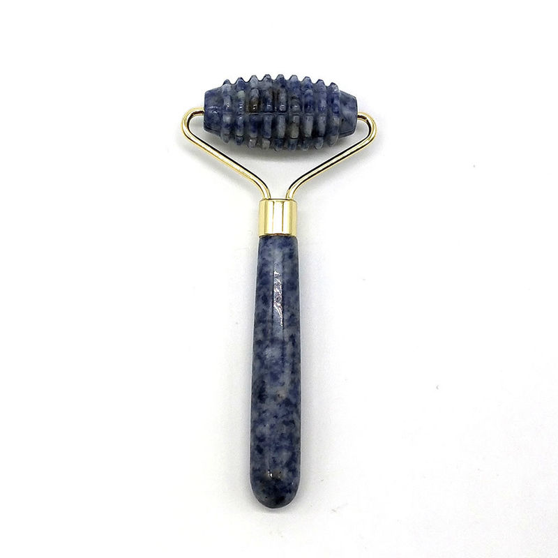 Blue Point Jasper Massageur à rouleaux faciaux silencieux Nature Jade Massageur à rouleaux 128*58mm Fonction face vers le haut Massageur Nature