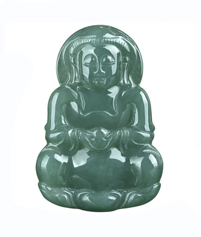 Pendant de jade naturel Guanyin Pendant vert émeraude de jade charmes collier amulettes pour les bijoux d'hommes et de femmes élégant et élégant