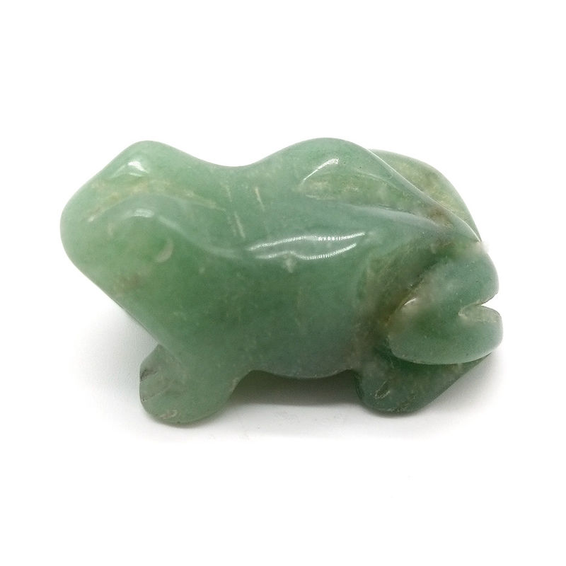 Technique sculptée à la main, grenouille aventurine verte, statue en pierre de guérison de 1,5 pouce pour la décoration de la pièce et l'affichage en cristaux de guérison