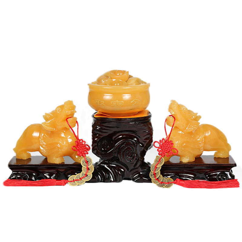 Affichage du magasin Statue de Jade Jaune Pixiu Fengshui Cadeau pour la richesse et la prospérité