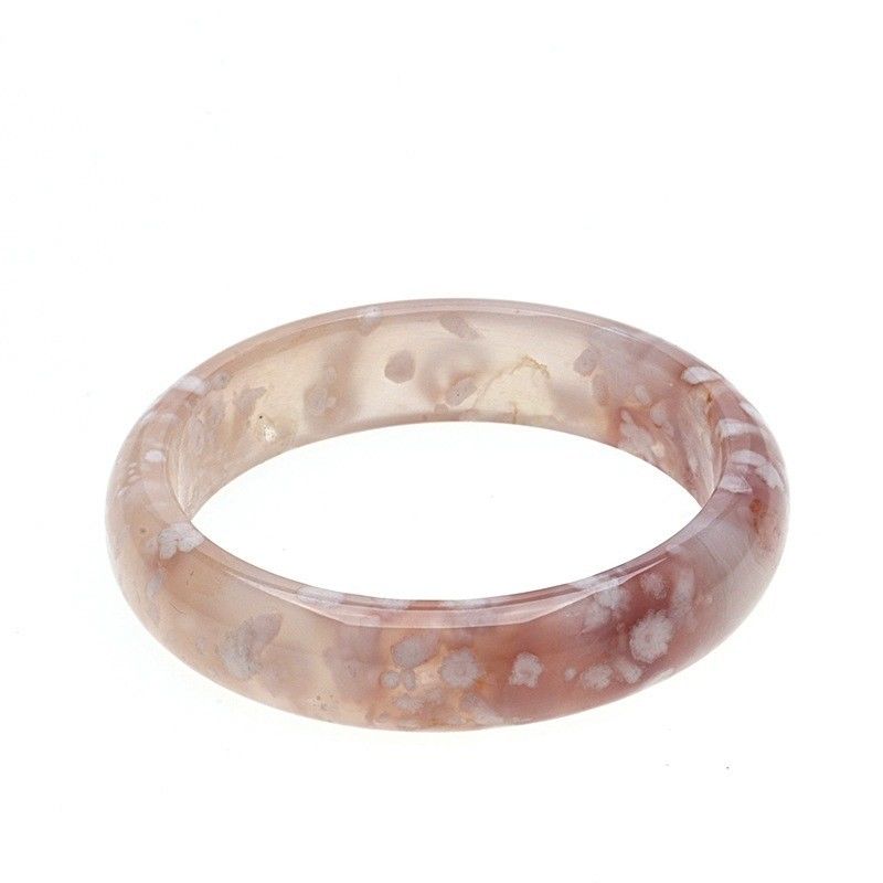 Décoration de bijoux Naturel Sakura Agate Jade Bracelet Chalcédoine Cristal Glace à travers Bracelet Femmes 52-56mm