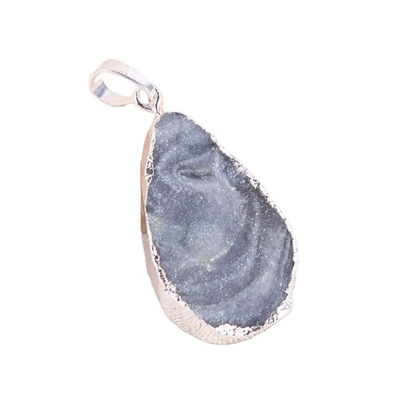 Collier d'agate en tranches d'art argenté / oré bord Feng Shui thème design unique artisanal