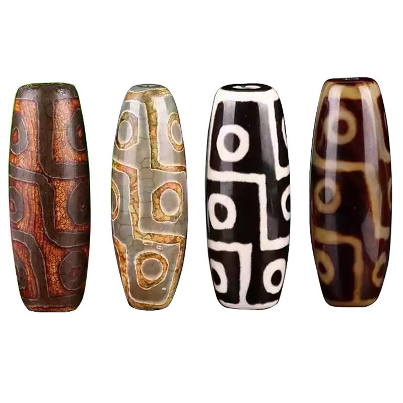 Technique Polissage de pierre précieuse naturelle en vrac Tibétain 9Oeil Dzi Perle 40mm Agate Barrel Perles pour bijoux