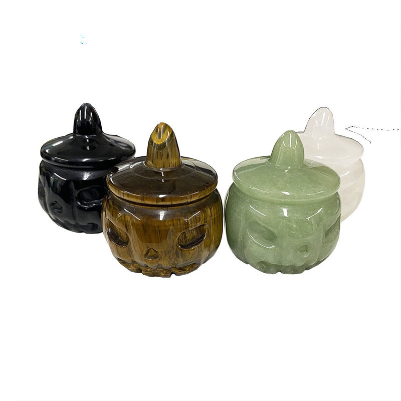 Technique de gravure Cristal naturel pierre semi-précieuse sculptée citrouille parfaitement sculptée pour la décoration d'Halloween