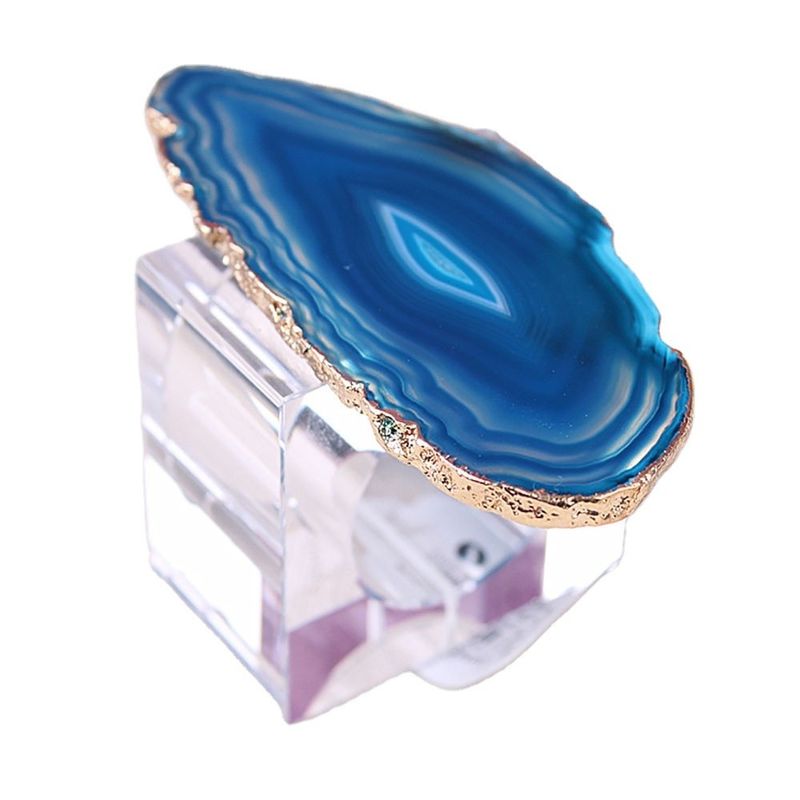 Portable anneau de serviette en forme carrée en cristal en agate naturel pour une table élégante