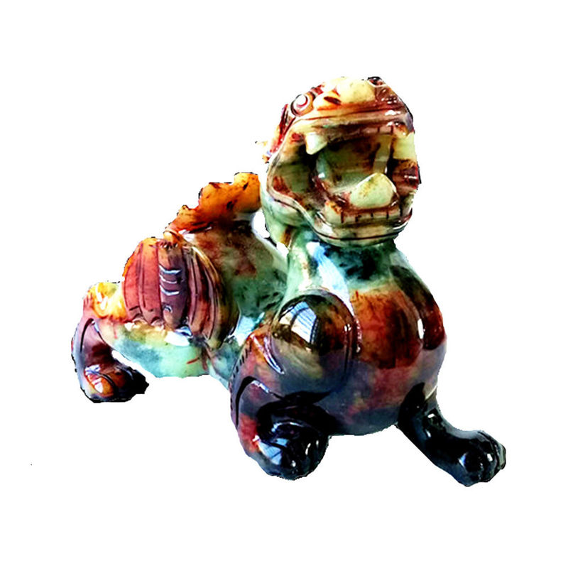 Statue de 22 cm sculptée à la main en Jade Pixiu, statue verte du dragon pour le bonheur et le mal.