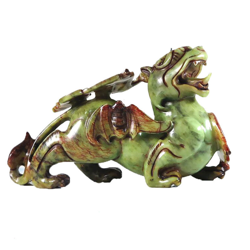2 pièces Pixiu Ornements chinois Feng Shui Statue verte de chauve-souris de jade de 20 cm Forme personnalisée Décoration de la maison