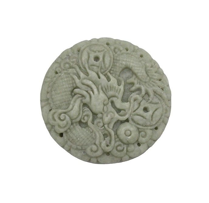 Collier chinois traditionnel Ronde Birmanie Émeraude Jadeit Jade Pierre de dragon Collier de charme naturel Collier pour hommes et femmes