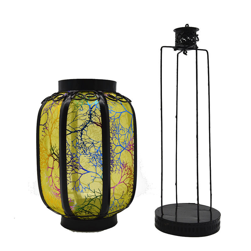 Lanterne de produit chinois jaune longueur 26 cm diamètre 13 cm métal fer idéal pour les festivals