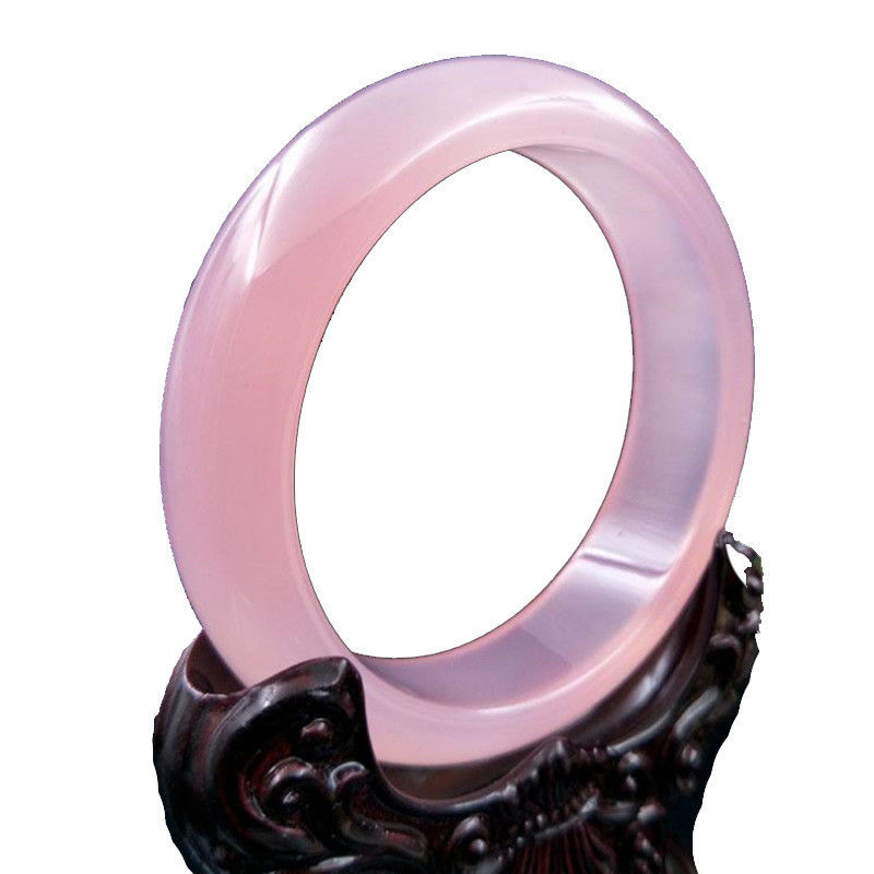 Collectables de l' art Pink Hibiscus Bracelet Naturel violet Jade Bracelet Une qualité de Jade bijoux Bracelet Femmes
