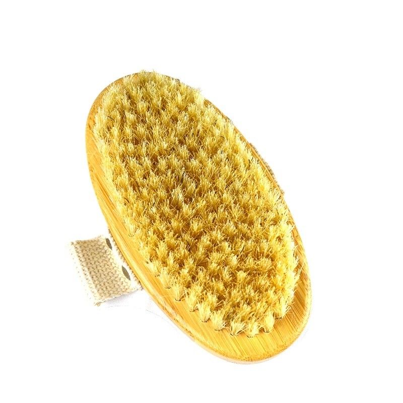 Manche en bois naturel Boar Bristle peau exfoliante Bambou Douche Baignee Brosses à corps sec Brosses à corps Brosses à corps pour nettoyage en profondeur