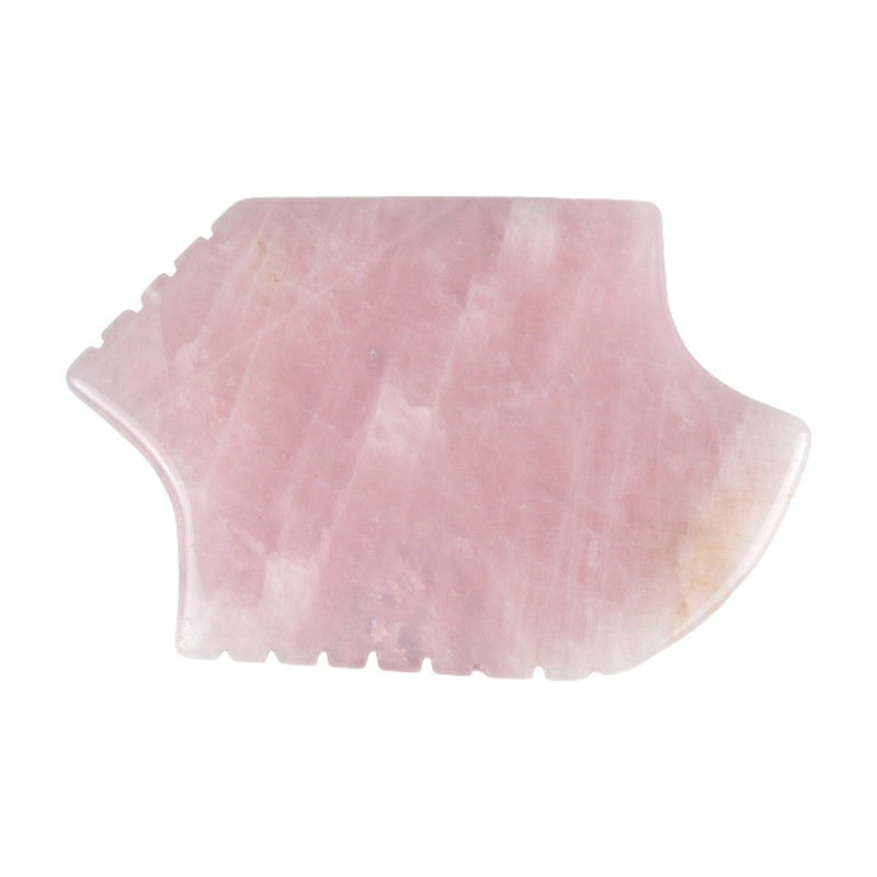 2024 Outil de massage au quartz rose Gua Sha avec dents peau cristalline naturelle beauté masseur de visage anti-âge logo rose