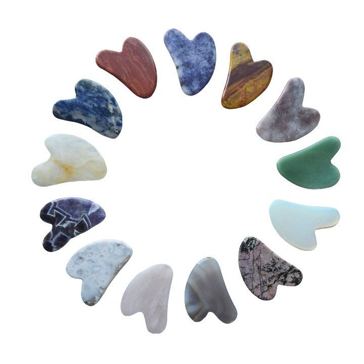 75*50mm Rose Quartz Jade Bian pierre sculpture Coeur Gua Sha Face Outil de sculpture pour le cou dos Massage de l'épaule Anti-âge