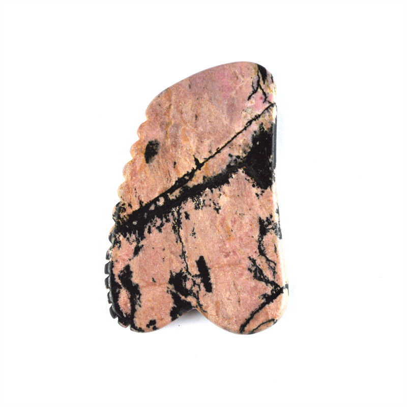 Équipement de massage corporel Plaque de grattage de pierre de rhodonite naturelle Gua Sha pour la beauté du visage et le massage des tissus profonds