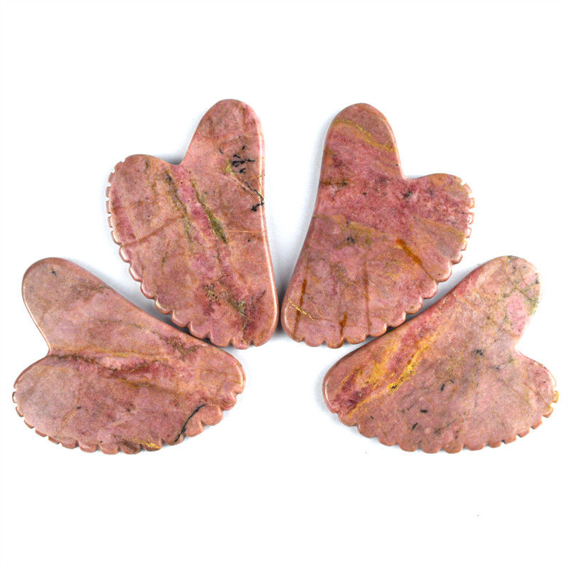 Muscles du corps Forme naturelle du cœur Pierre de rhodonite Gua Sha Planche à gratter Dents Guasha Pierre de beauté du visage Outil de massage soins de la peau