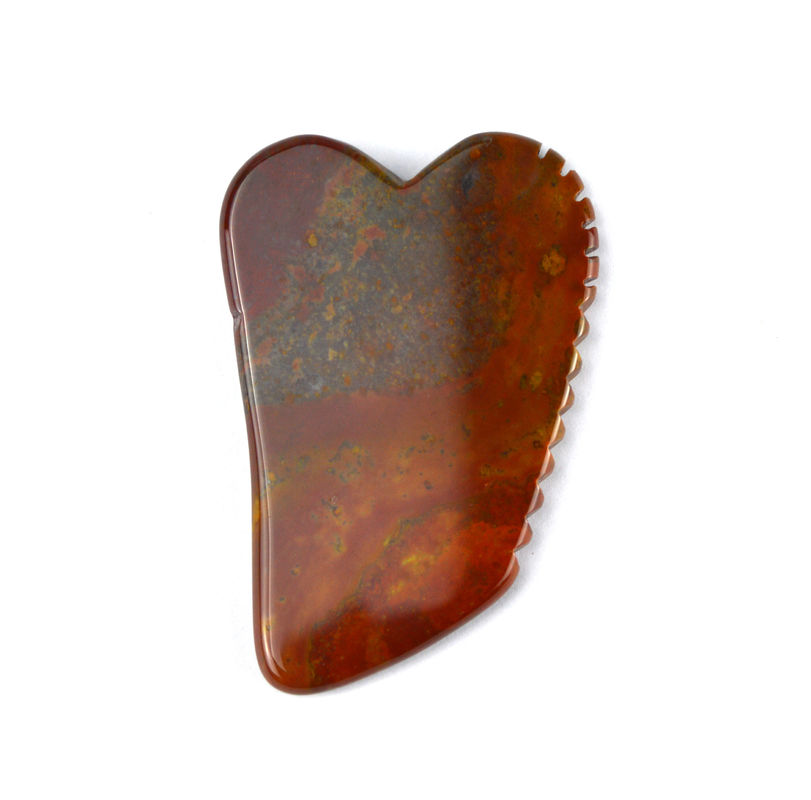 Fonction de massage musculaire 2024 Mookaite rouge naturel chaud Jasper Gua Sha Massageur Logo personnalisé Soins de la peau Anti-vieillissement Guérison des pierres Scraping outils de massage