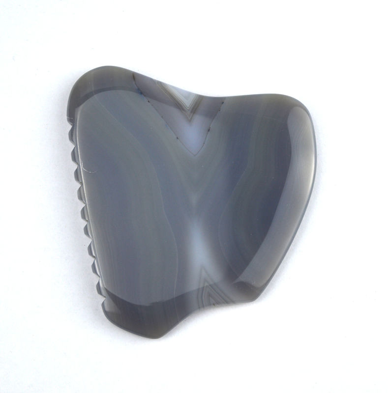 Outil de massage personnalisé 83g Agate gris rayé Jade Gua Sha pierre pour le visage et le corps