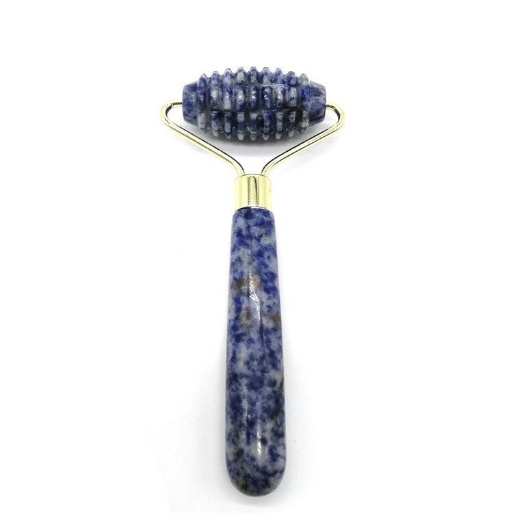 Technologie de massage facial Polissée en pierre naturelle bleue à point unique à tête unique à pointes en rouleau de jade Anti-âge avec la technologie