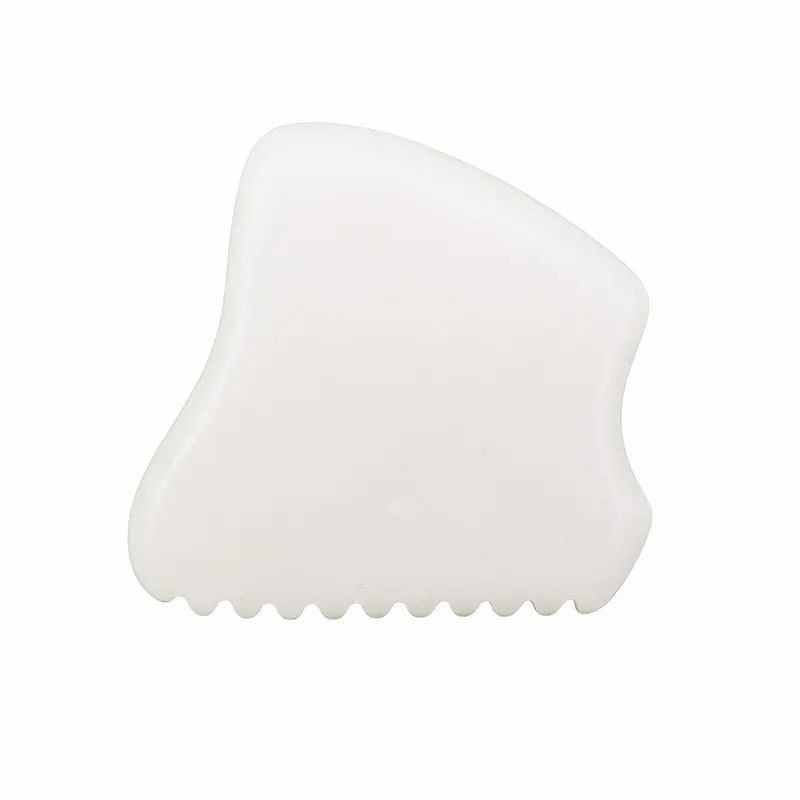 Logo personnalisé 2024 Outils Gua Sha de jade blanc pour le massage du visage et du cou Massageur chaud Mode de masseur n ° abk-2051