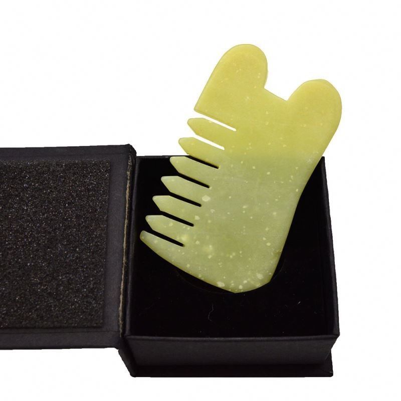 Massage du corps Soins de santé Naturel Xiu Yan Jade Stone Scraping Guasha Peigne Cheveux Facial Scalpe Gua Sha Brosse Outils pour la Tête