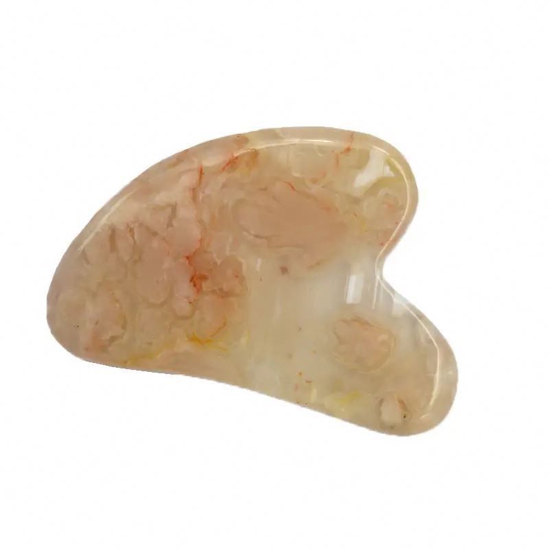 Cherry Blossom Agate Forme de cœur Gua Sha Board Massage de soins de la peau Outil de massage pour la physiothérapie infrarouge
