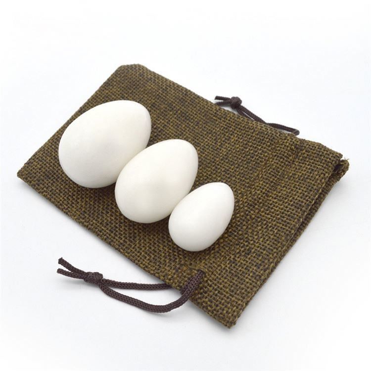 Corps 45*30mm Ovule Yoni de jade blanc ensemble de muscles vaginaux et pierres de guérison pour l'exercice de Kegel