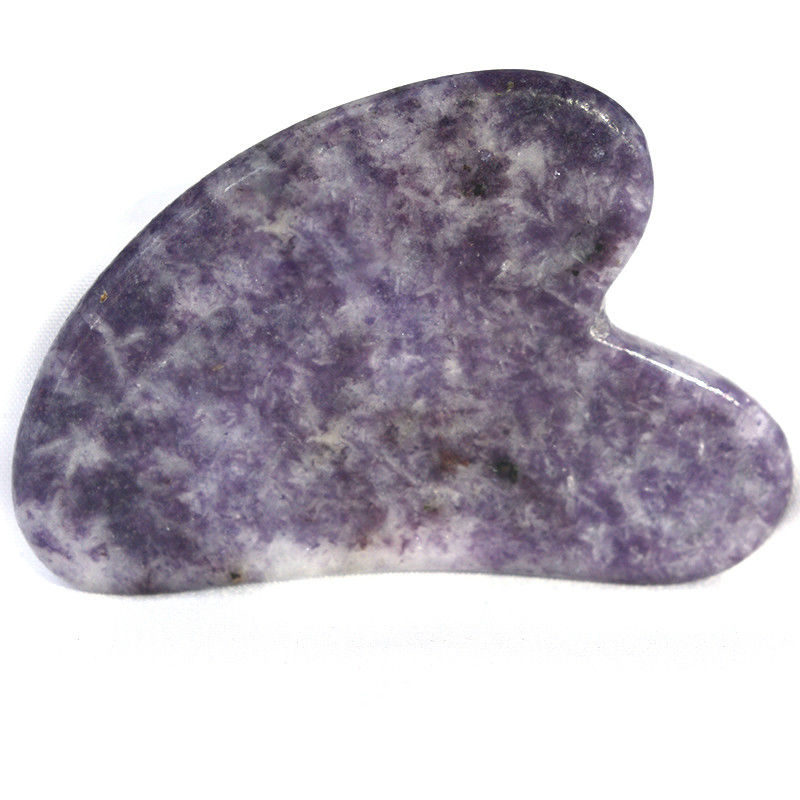 Équipement de massage corporel en forme de cœur naturel pierre violette Gua Sha planche de rasage pour la relaxation musculaire et le spa de santé de la peau