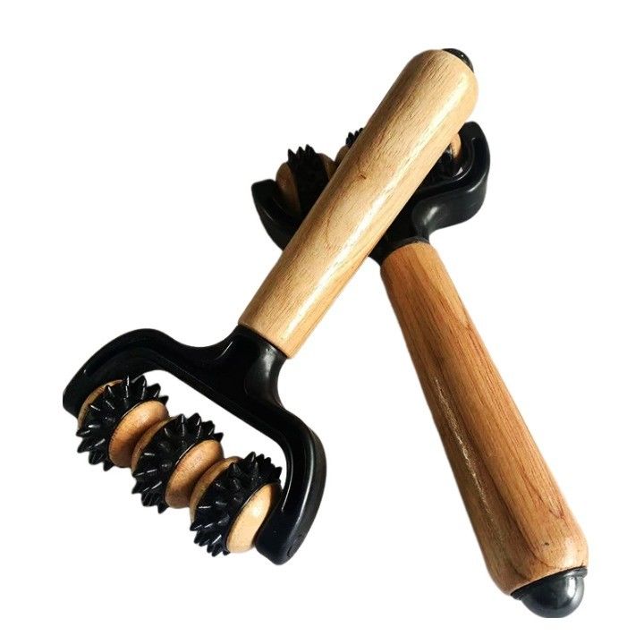Bâtons de massage à rouleaux en bois manuel Massageur à trois perles avec boule magnétique pour le corps Soins de santé Outil de beauté Spa Relaxation musculaire Zone de massage corps