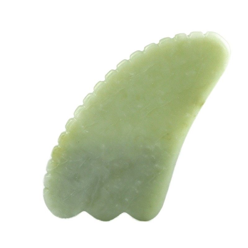 Manuel de l'équipement de massage du corps Outil GuaSha en jade vert Xiuyan naturel pour la sculpture de la mâchoire et la réduction du gonflement