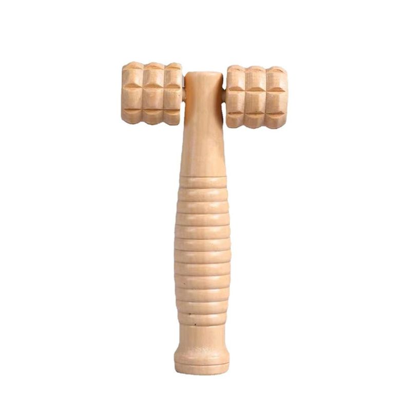 Logo personnalisé Disponibled Brown Wood Double Roller Massage Stick pour le soin de la santé personnelle et le traitement manuel du corps de Guasha