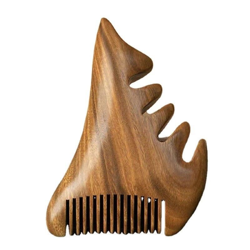 Coupe de cheveux brun en bois de santal naturel Peigne de massage du cuir chevelu en bois Outil de guasha pour la tête Le corps se détend Massageur de cheveux Soins de santé Beauté