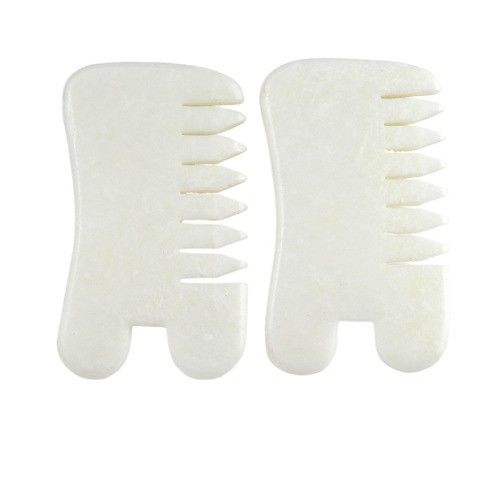 Xiuyan naturel Jade Gua Sha Peigne de massage du cuir chevelu Peigne de massage de la tête de Guasha Massageur de cheveux Salon de soins de santé Outil de beauté pour le massage musculaire