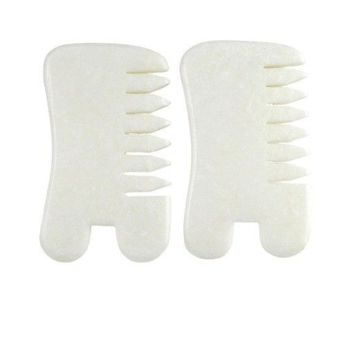 Jade Blanc Guasha Outils de pommade pour les cheveux Massage Scraping Outil de massage Gua Sha Comb Jade Pour le visage Cou Tête Et Corps