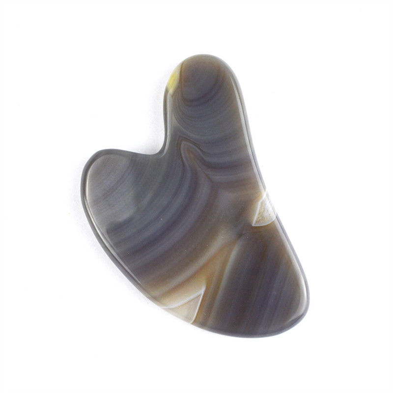 Outils de massage soins de la peau Guasha visage avec 100% véritable grise naturel Agate Facial Guasha Outil et gris Jade Gus Sha Stone masseur