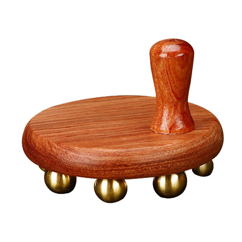 Logo personnalisé Levez le nerf du cuir chevelu Outil Guasha Brass Outils de massage du cuir chevelu en bois Pour la tête du corps Massage du cuir chevelu Gua Sha Nerve