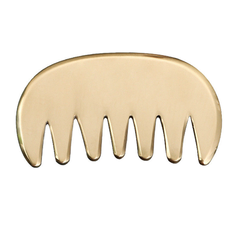 Peigne de massage de sept dents en laiton naturel Gua Sha Scalp Massageur Guasha Outil Tête de soins capillaires Salons de beauté