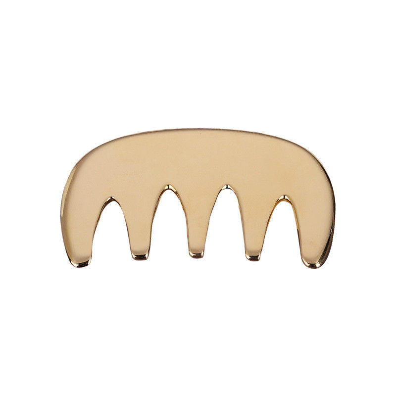 Cinq dents en laiton naturel Gua Sha planche de massage du corps peigne du cuir chevelu Guasha outil tête masseur de cheveux soins de santé salon de beauté maison