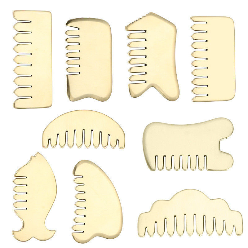 Massage musculaire Outil de planche d'or Gua Sha pour le cuivre naturel Guasha tête de pierre Massageur de cheveux Salon de beauté