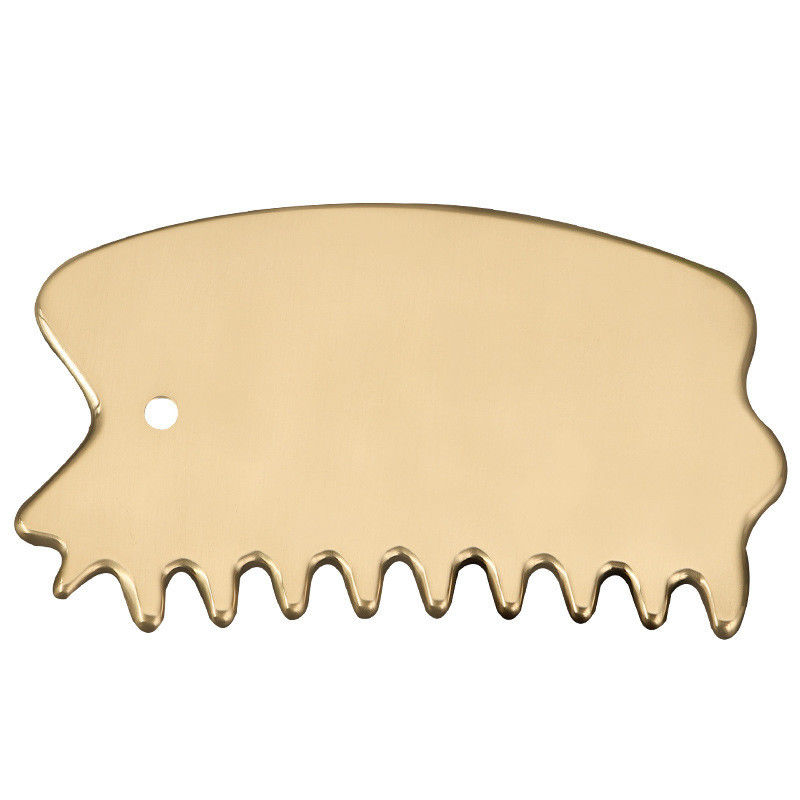 Outil de massage des muscles du corps en laiton naturel Gua Sha Board Peigne du cuir chevelu Guasha tête en pierre Massageur de cheveux Salon de beauté