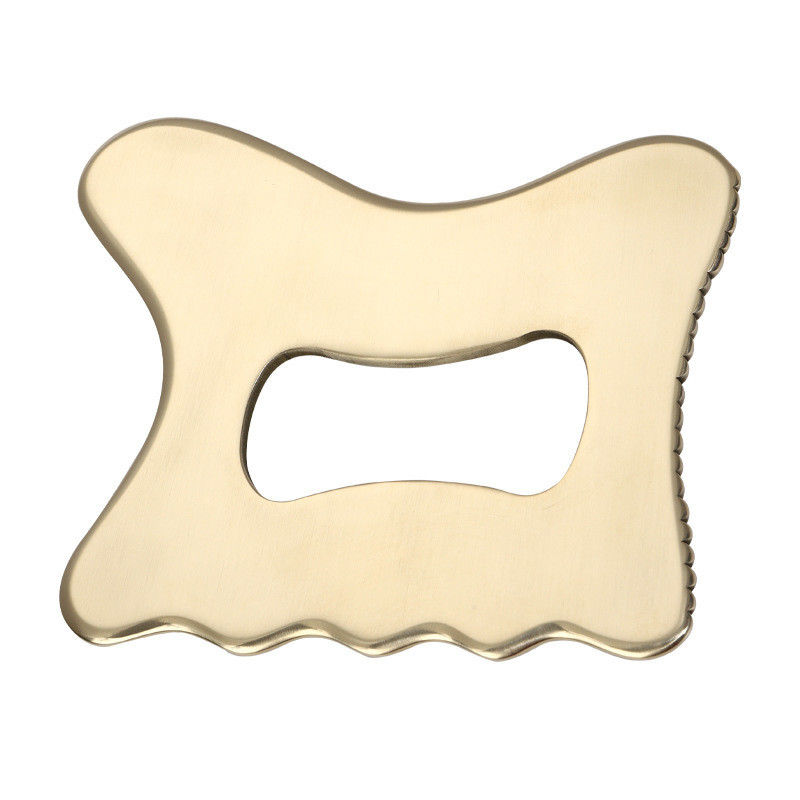 Équipement de massage en laiton naturel en métal planche de grattage Gua Sha Guasha Massage facial Spa Massageur de soins de la peau Outil de beauté avec poignée