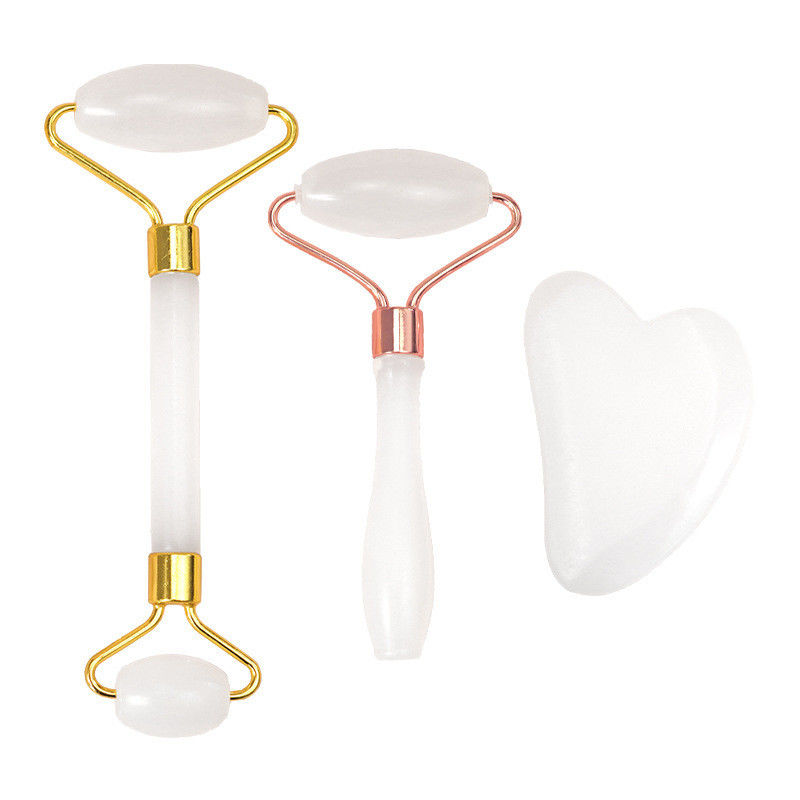 Massage musculaire Afghane rouleau de jade blanc et jeu de Gua Sha pour le massage du corps avec la pierre de jade naturel Guasha