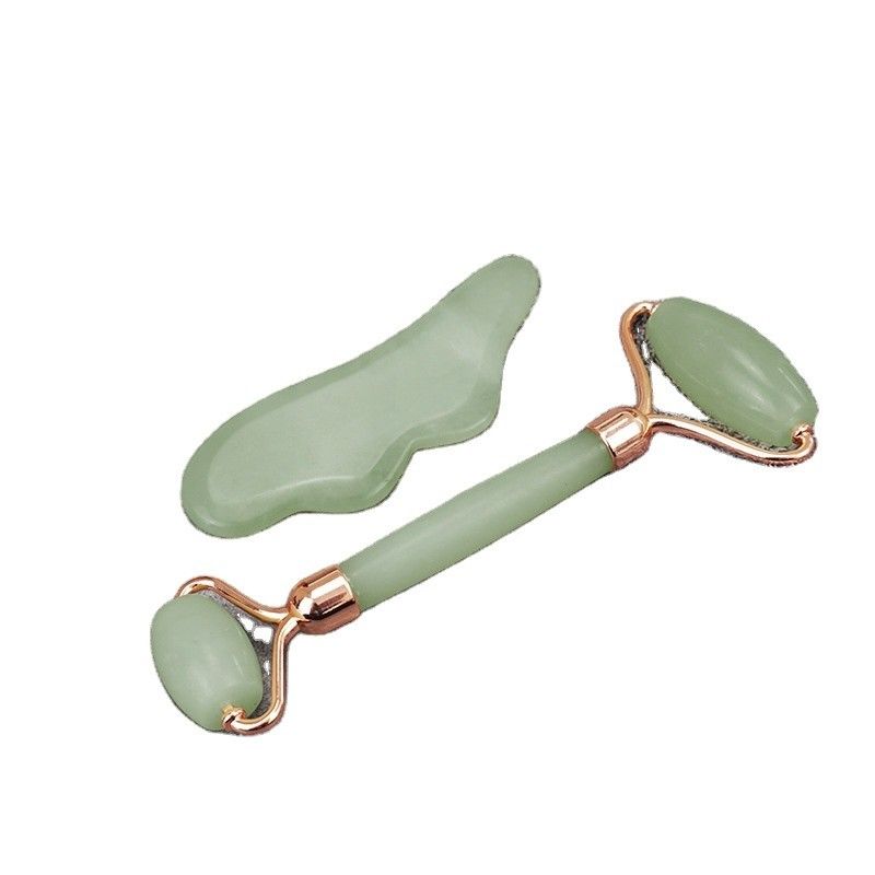 Outils de massage Xiuyan Jade 100% naturel à double face Jade Stone Roller pour stimuler le flux sanguin et soulager le stress