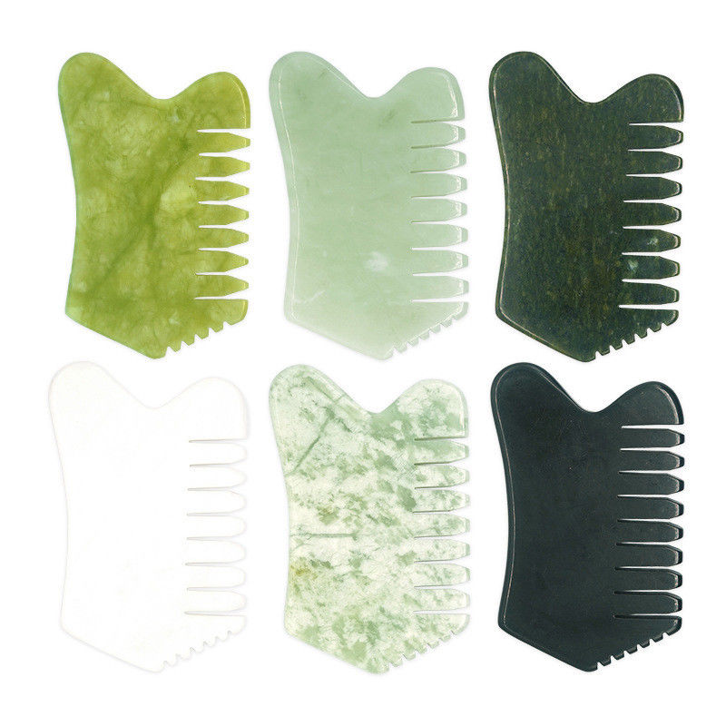 Massageurs de cheveux de tête avec acupuncteur Traitement des points de déclenchement de la thérapie de la tête Jade pierre Gua Sha Comb Massage outils