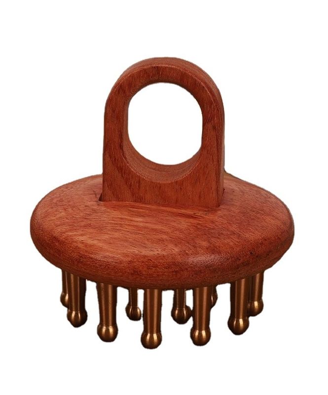 Peigne en bois polie de cuivre peigne de cuir chevelu de tête massage peigne de cheveux en bois pour femmes Peigne de guasha avec technique polie