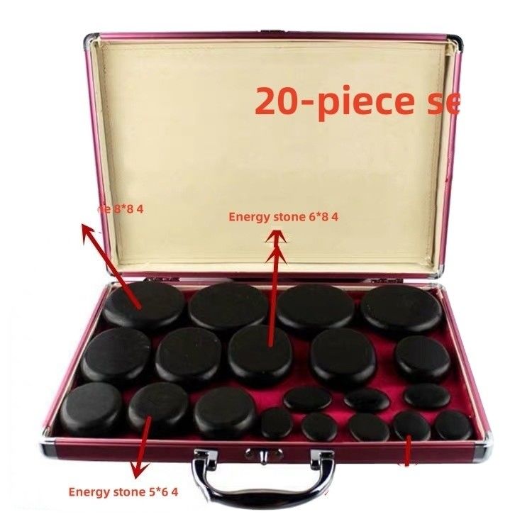 Massage corporel Pièces chaudes ensemble 22 pièces Pièces de basalte avec kit de chauffage Spa à domicile Relaxation Guérison soulagement de la douleur Traitement de spa