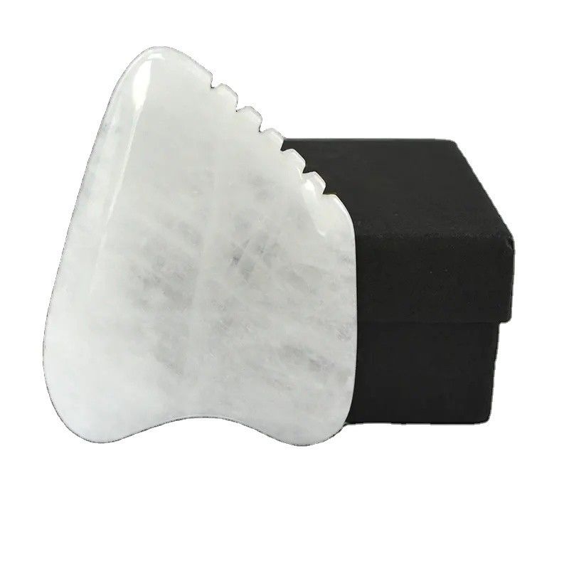 Massageur du corps Gua Sha Tableau de grattage du visage Blanc Jade Stone Guasha Outil pour le visage et SPA équipement de massage d'acupuncture