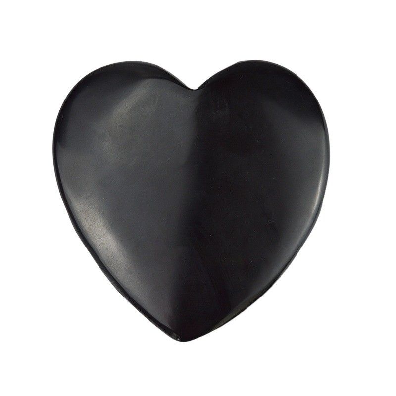 2024 Forme de cœur Naturel Noir Bian Stone Gua Sha Scraping Massage Outil pour le drainage lymphatique
