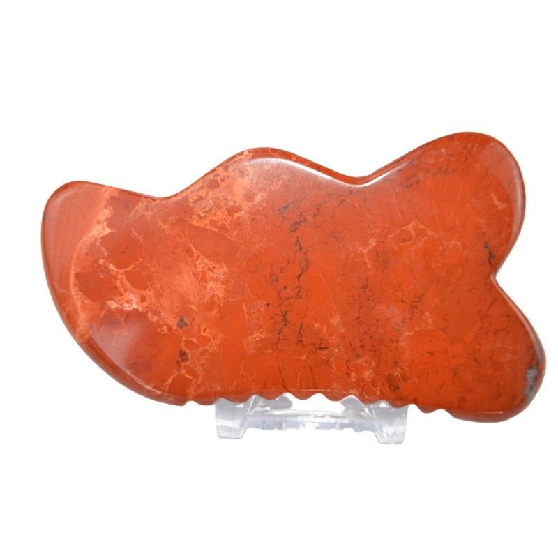 Logo personnalisé disponibled 2024 pierre de jaspe rouge Gua Sha Scraping planche de massage pour les avantages anti-âge et de relaxation musculaire